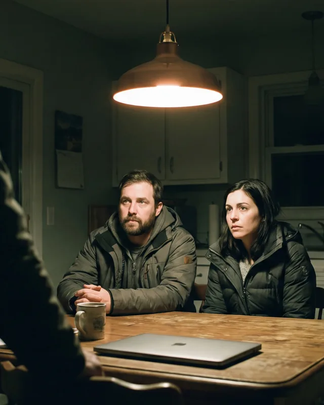 A rep sitting with two homeowners at their kitchen table
